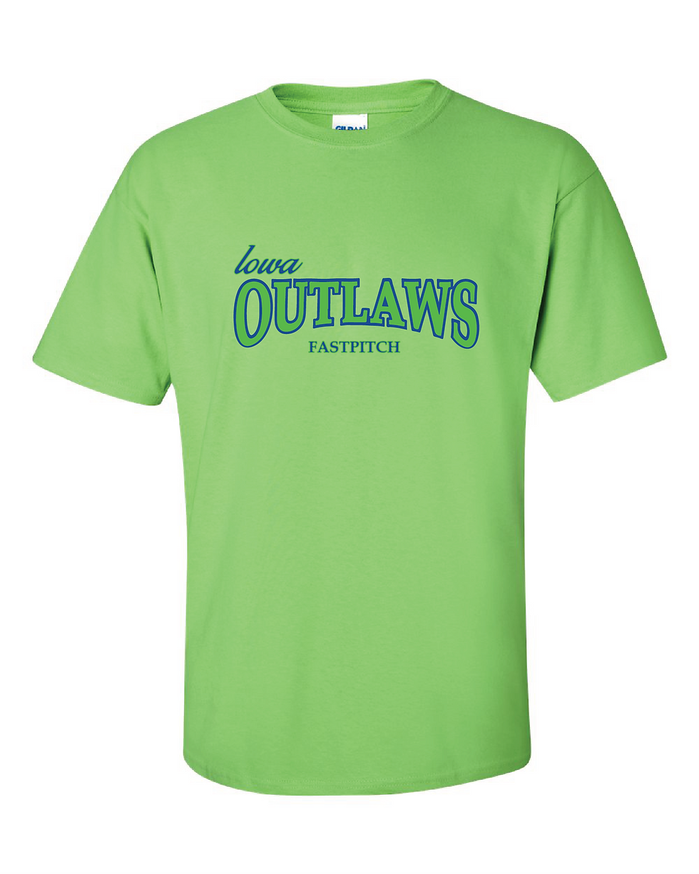 Iowa OUTLAWS Fastpitch Basic T-Shirt Lime Green