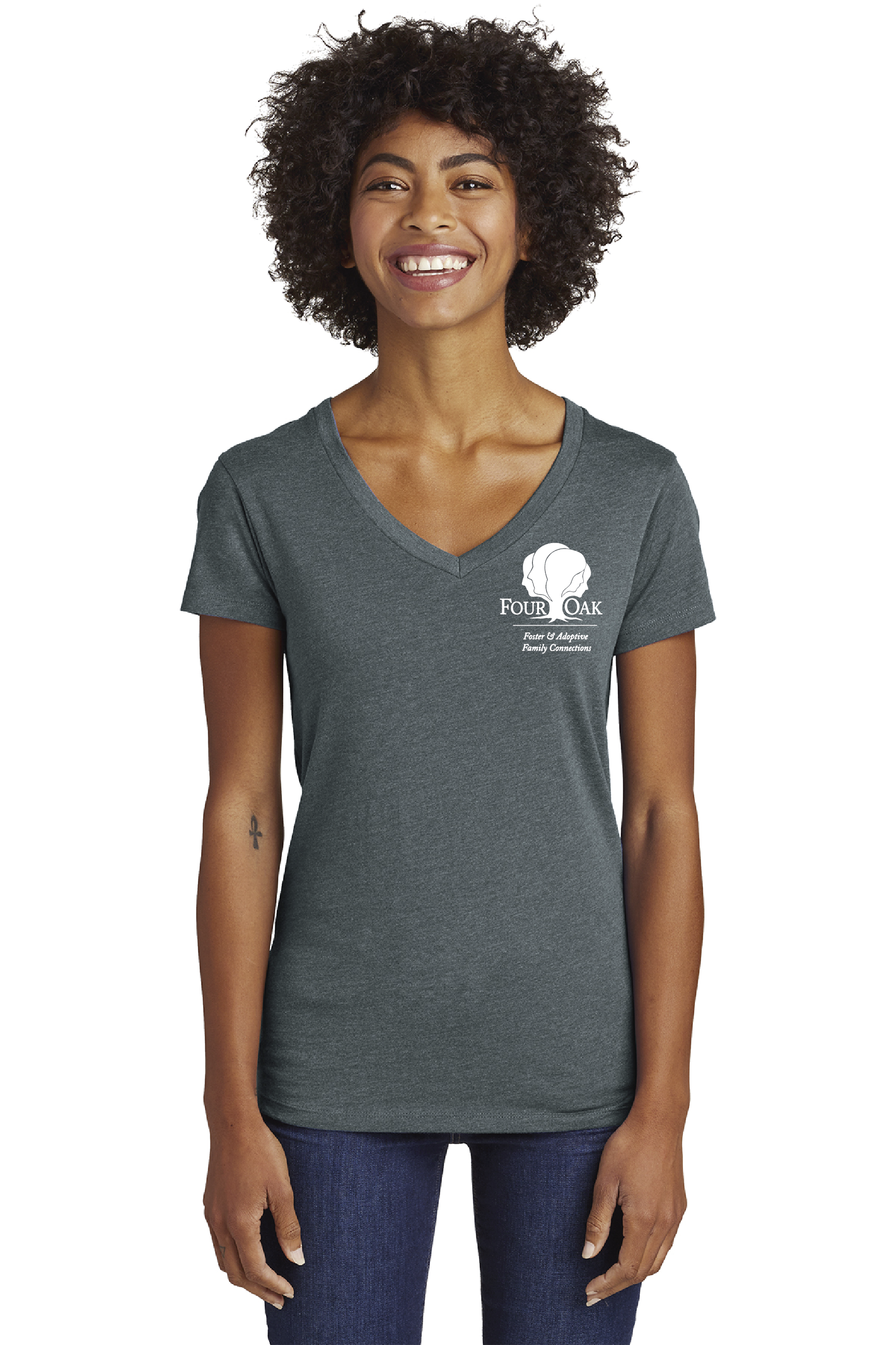 Four Oaks Blended Jersey V-Neck- Heather Deep Charcoal