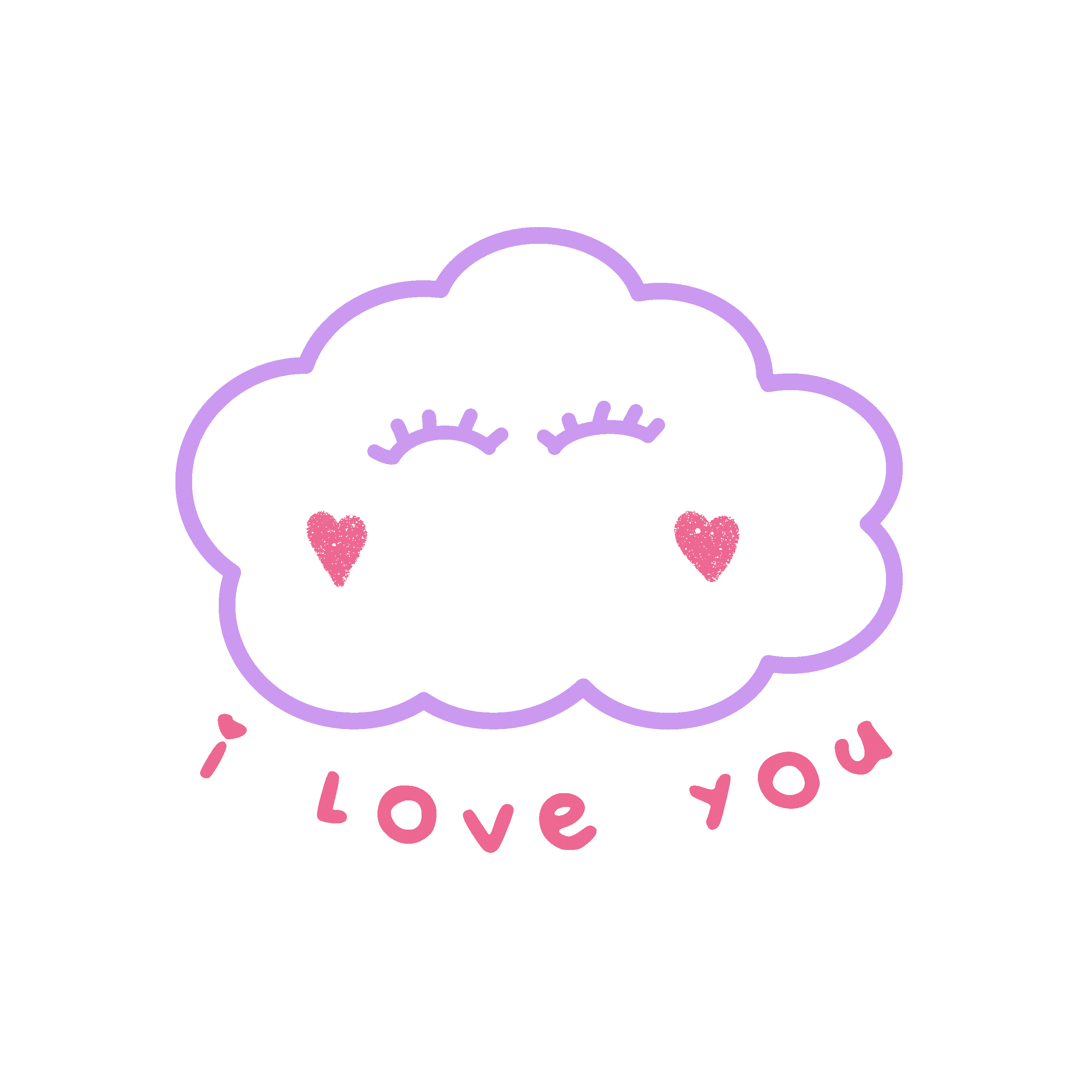 Gif animée d’une petite nuage  et le texte “I Love You”.