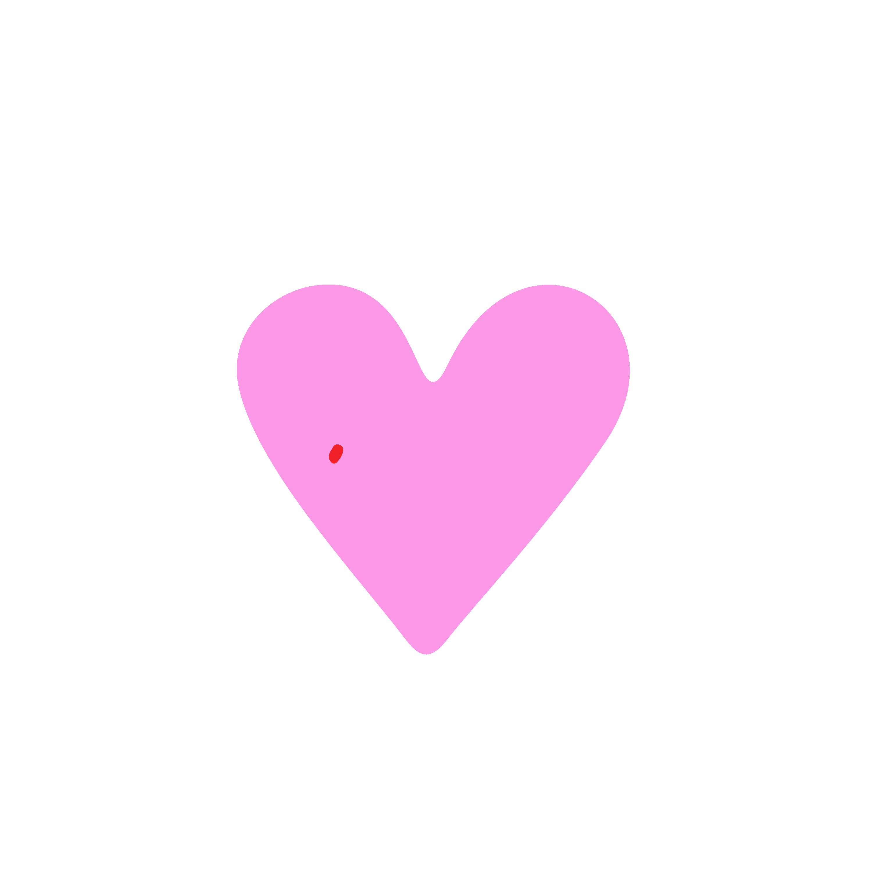 Gif animée d’un cœur rose vif avec le texte “Love”.