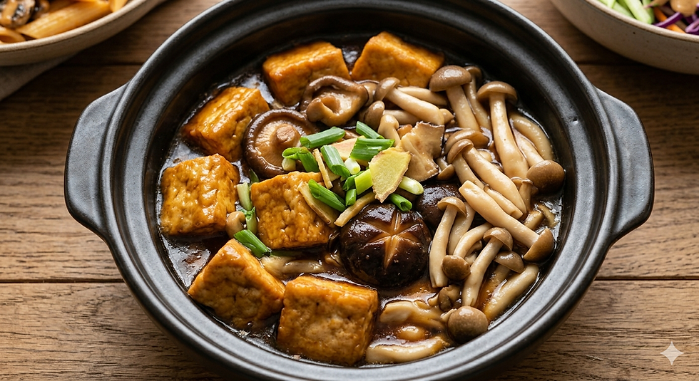 【簡易素食食譜】素蠔油鮮菇豆腐煲