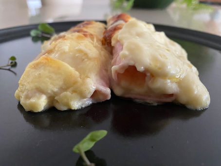 Palmito gratinado com creme de batata