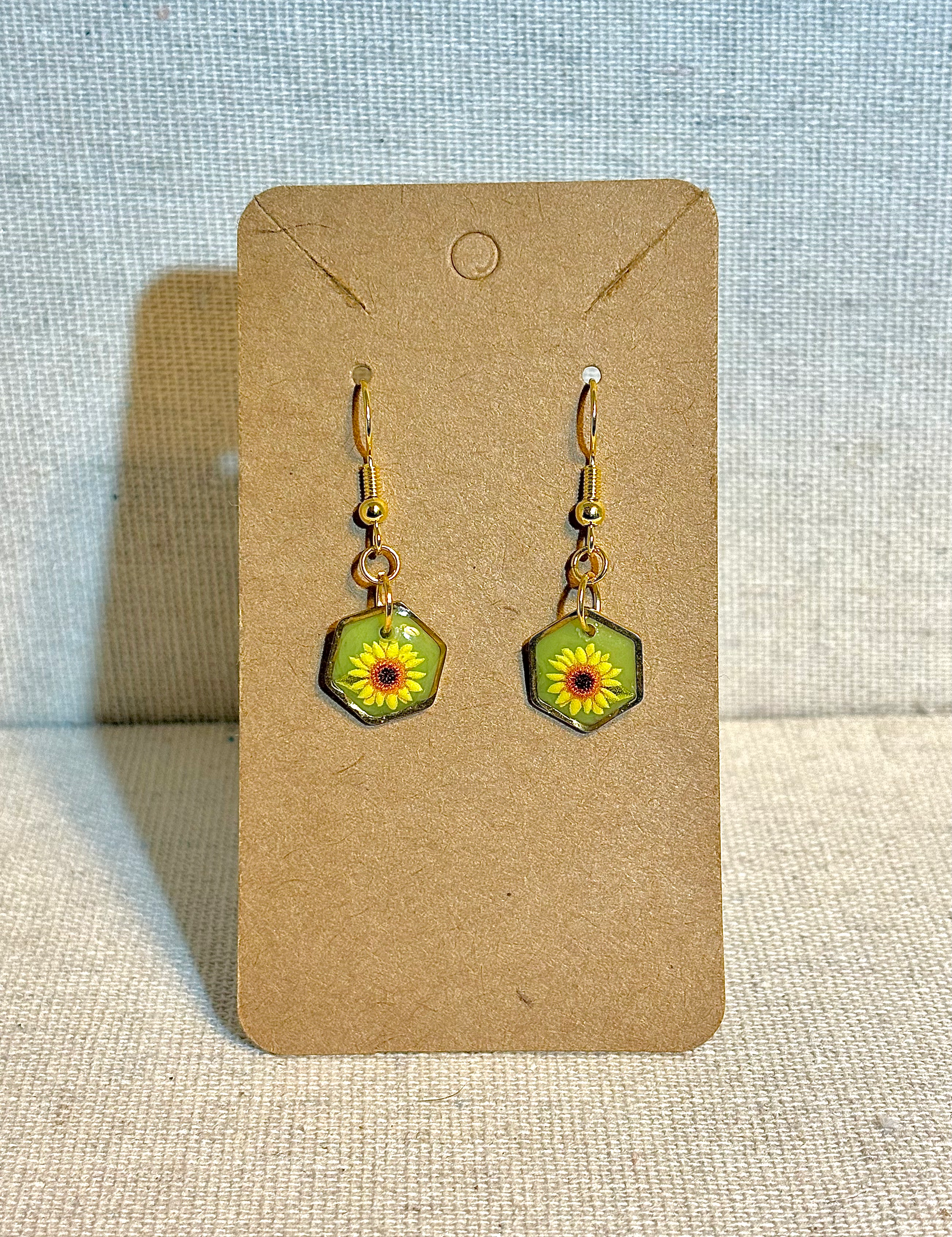 Sunflower Mini Hex Earrings