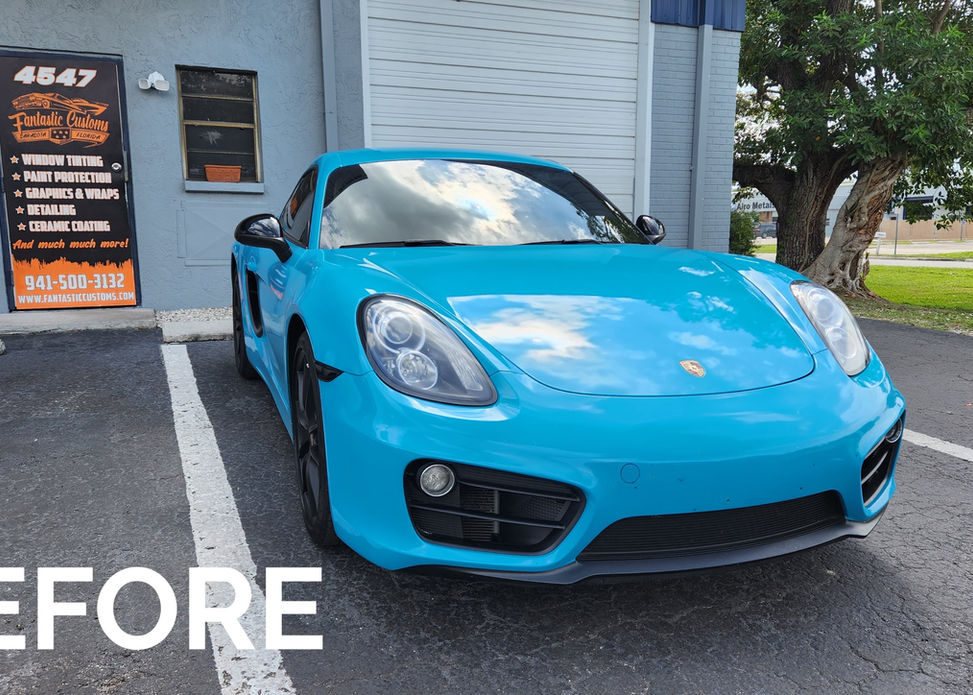 Extravagant Porsche Cayman showcasing Avery Dennison Satin Black wrap, unveiled in Sarasota, FL