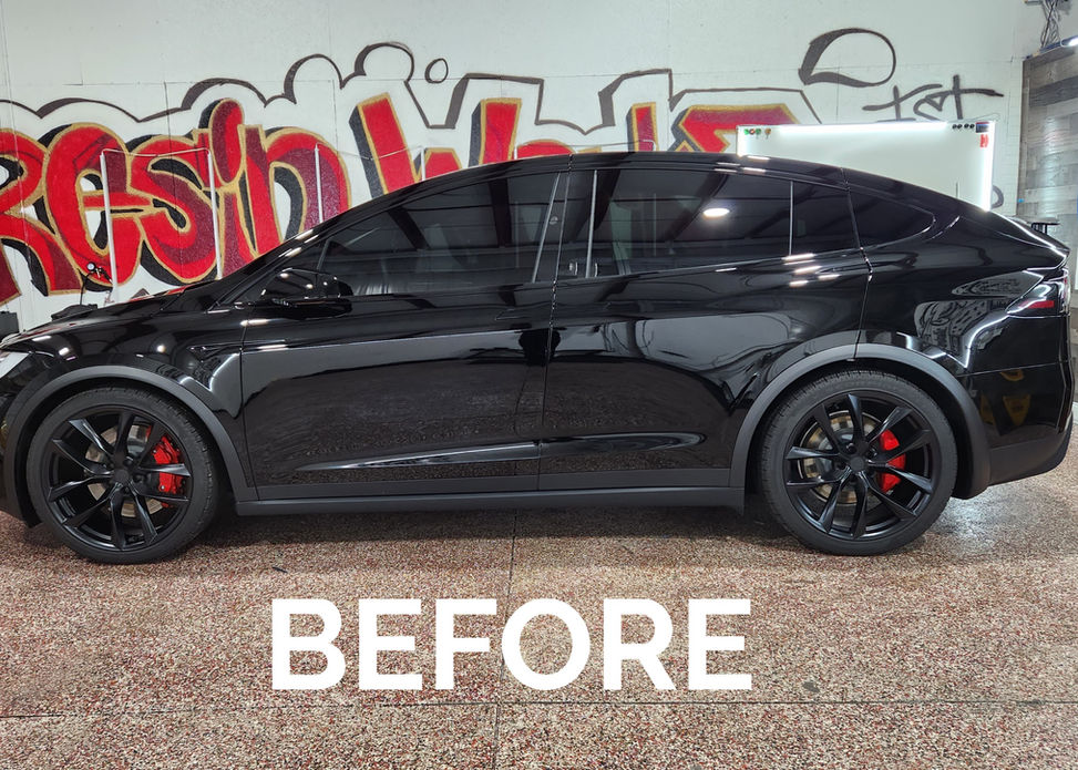 Tesla Model X in a Satin Black wrap, a masterpiece crafted for excellence by specialists in Sarasota.