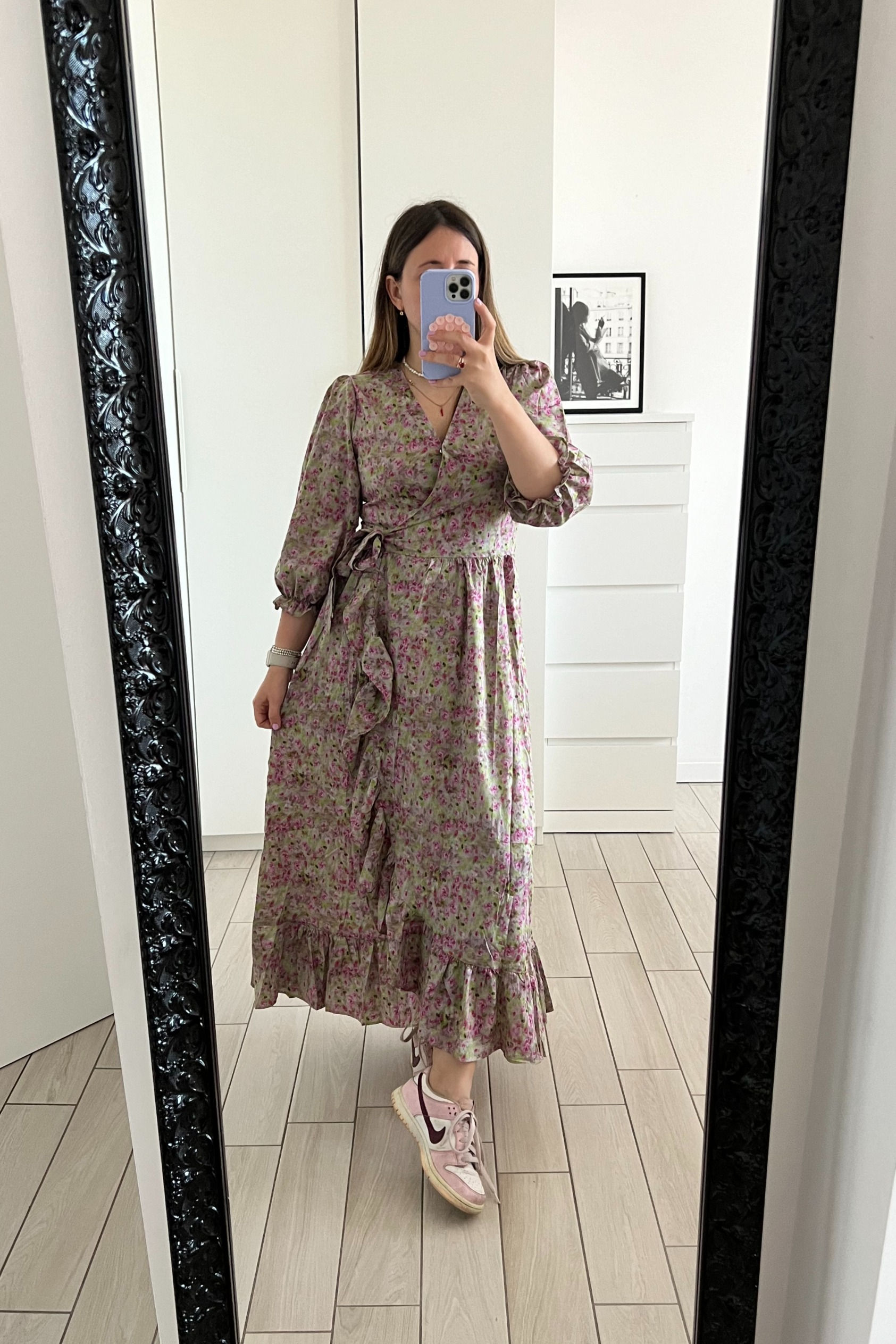 Abito portafoglio floreale verde pastello