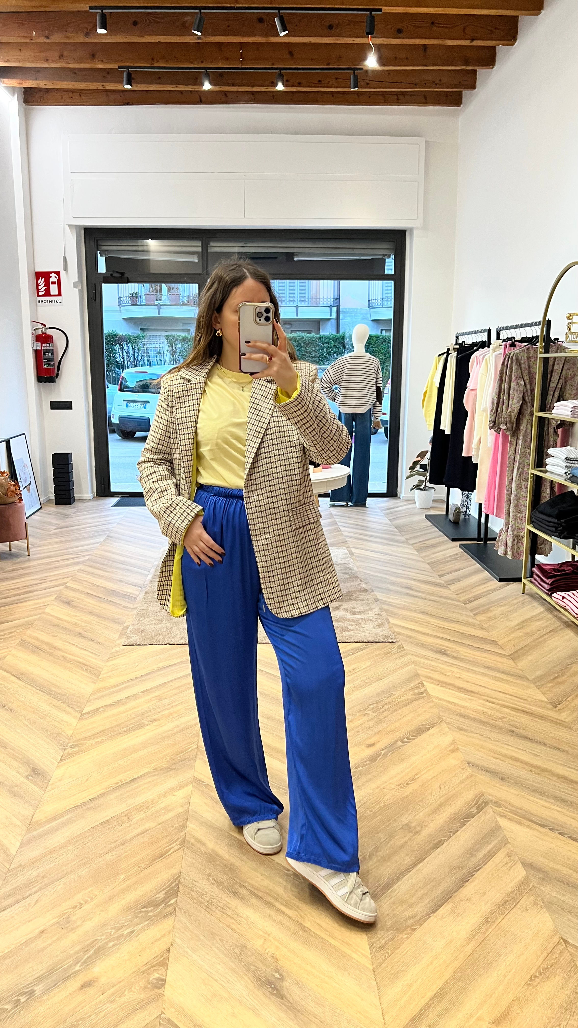 Pantalone June satin electric blue