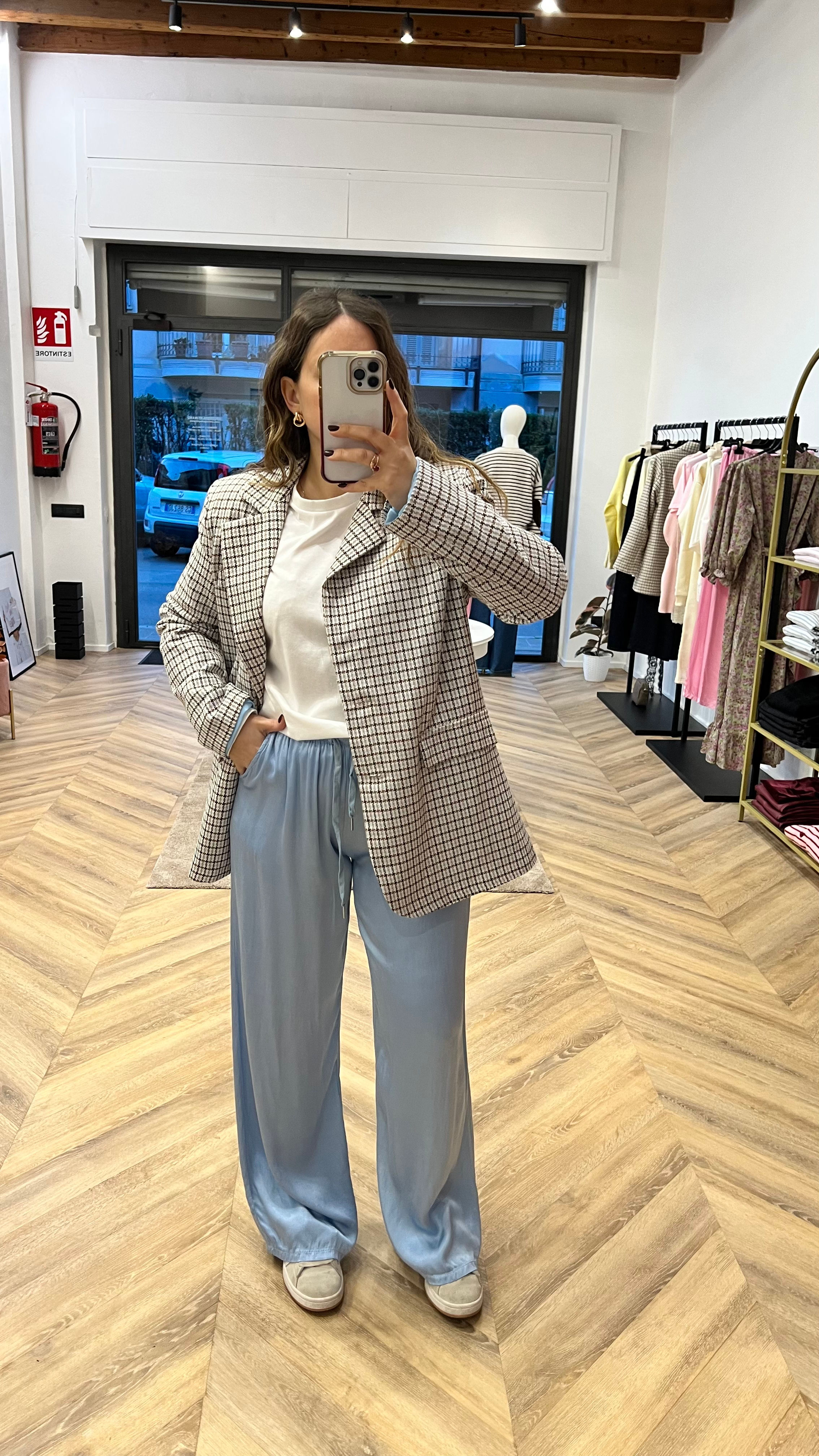 Pantalone June satin light blue