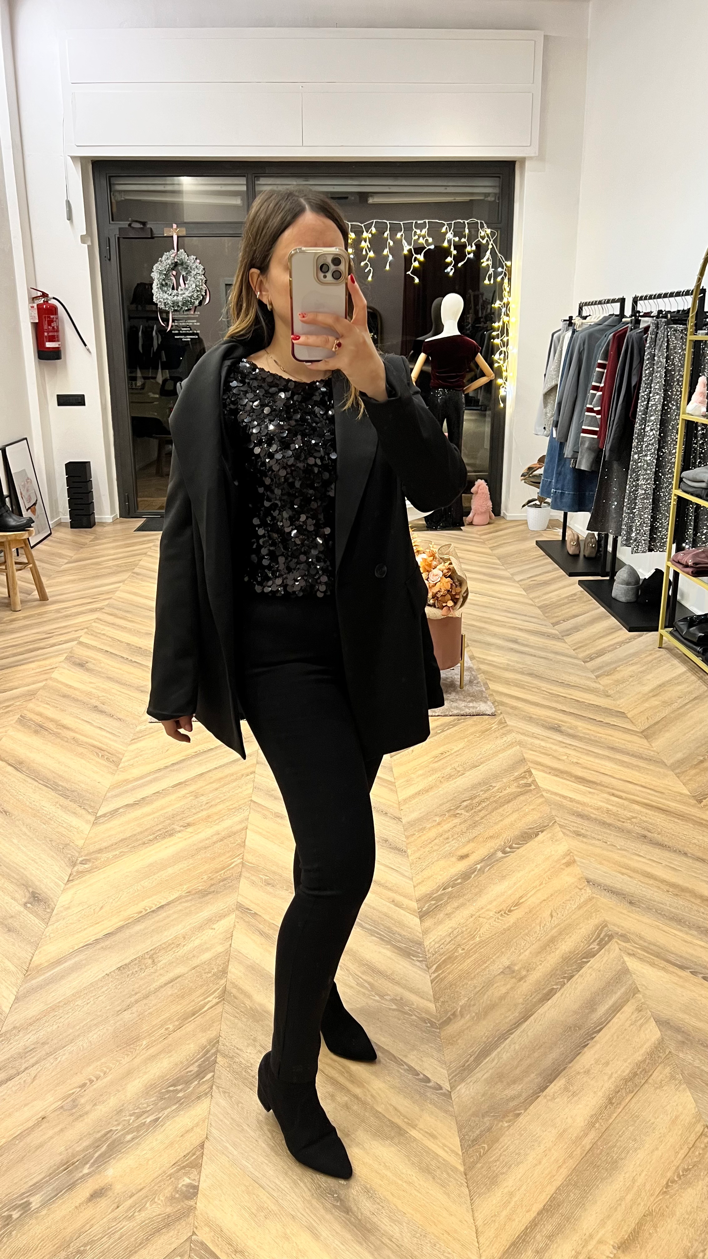 T-shirt paillettes nero Philia Loft 