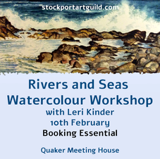 Flyer depicting waves crashing on rocks
