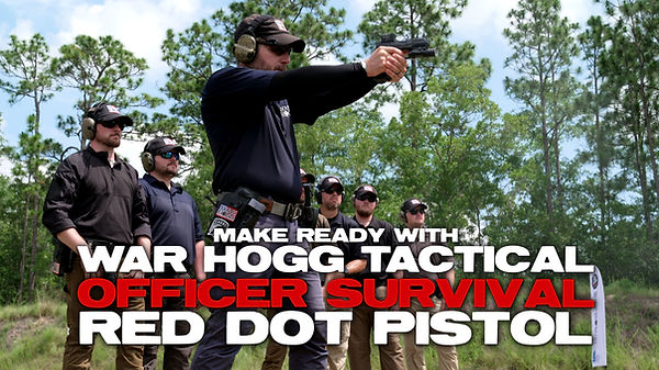 Pictured is Rick Hogg, founder of War HOGG Tactical conducting a Project Officer Survival law Enforcement red dot pistol firearms training course