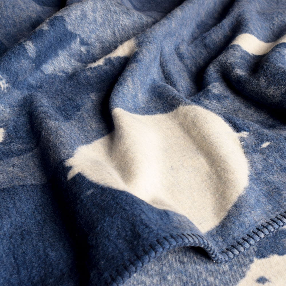 Watermark Large Recycled Cotton Blend Throw - Denim Blue