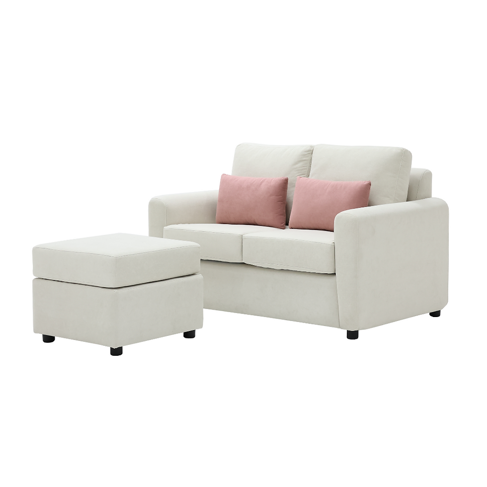 ภาพขนาดย่อ: โซฟา 2 ที่นั่ง + สตูล รุ่น DOLLY สีครีม