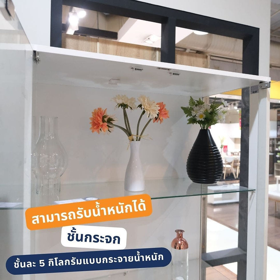 Thumbnail: ตู้โชว์กระจกใส รุ่น GAELAN ขนาด 80 ซม. สีขาว