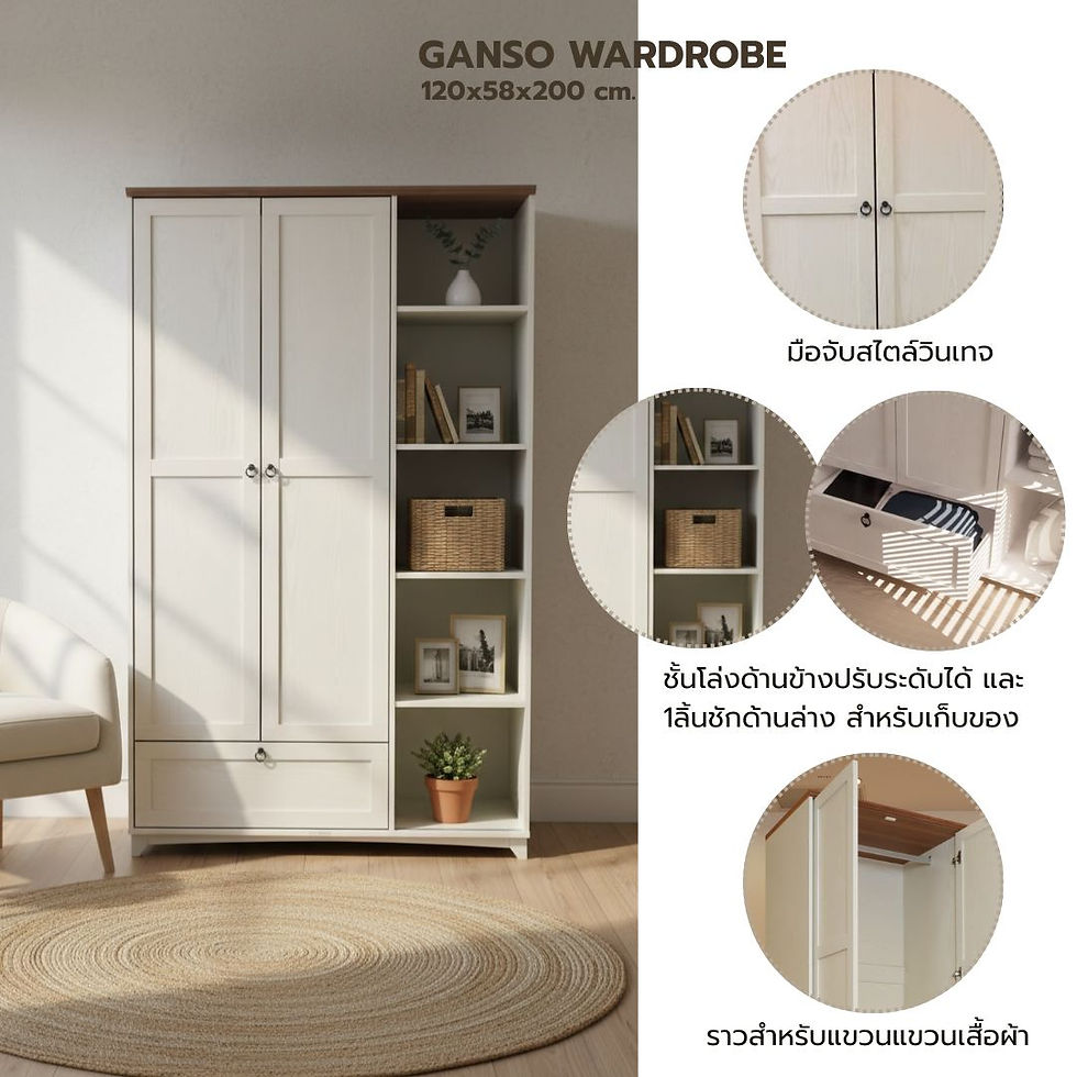 ภาพขนาดย่อ: ชุดห้องนอน ขนาด 6 ฟุต รุ่น Ganso สีขาว