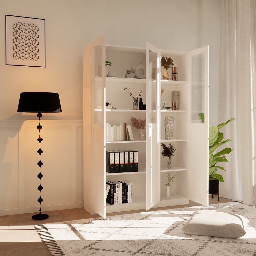 ภาพขนาดย่อ: GLAZIA ตู้โชว์บานกระจก-ไม้ 80+40 สีขาว