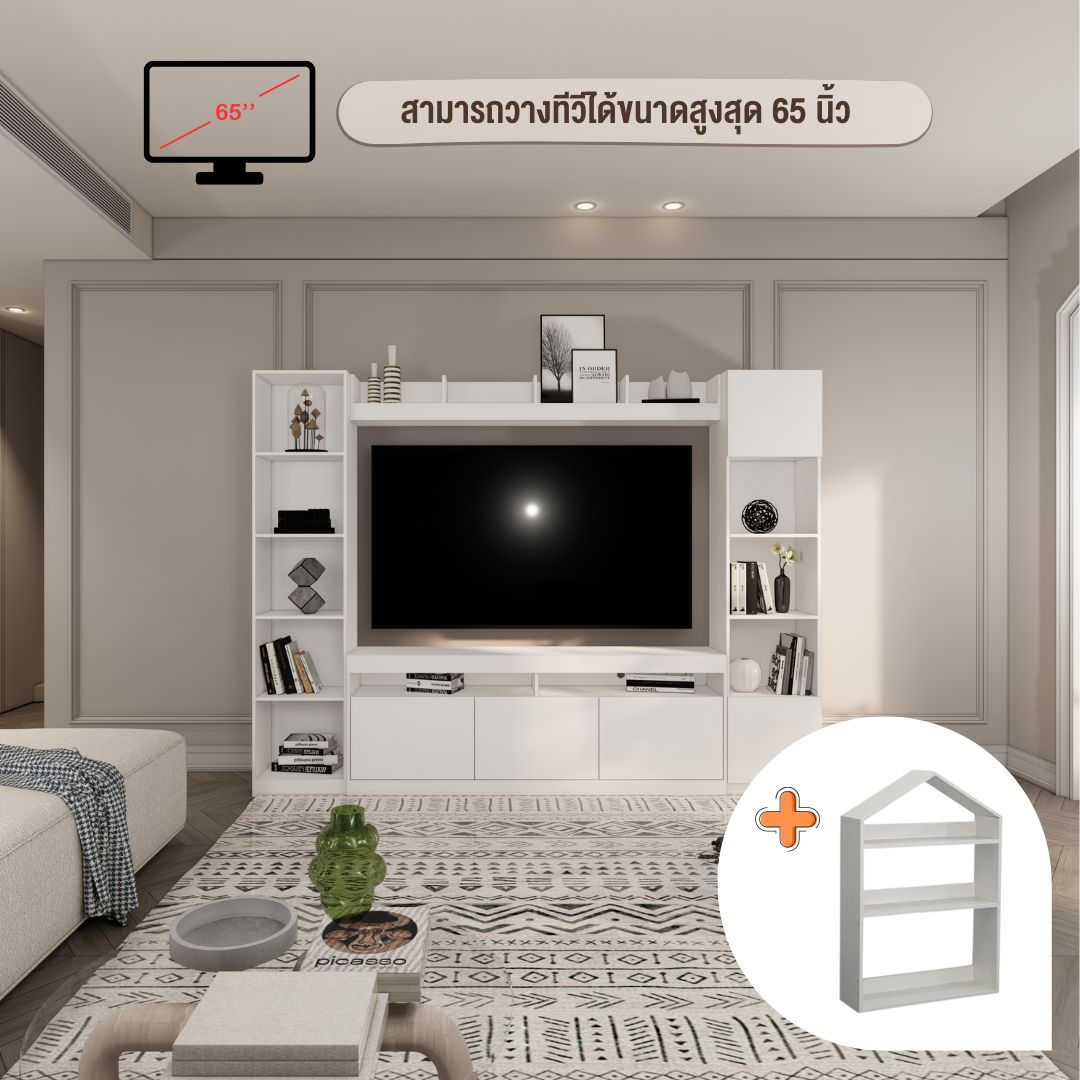 ตู้โชว์ รุ่น CONLIN PLUS & ชั้นวางของ รุ่น JAYCEE-C สีขาว