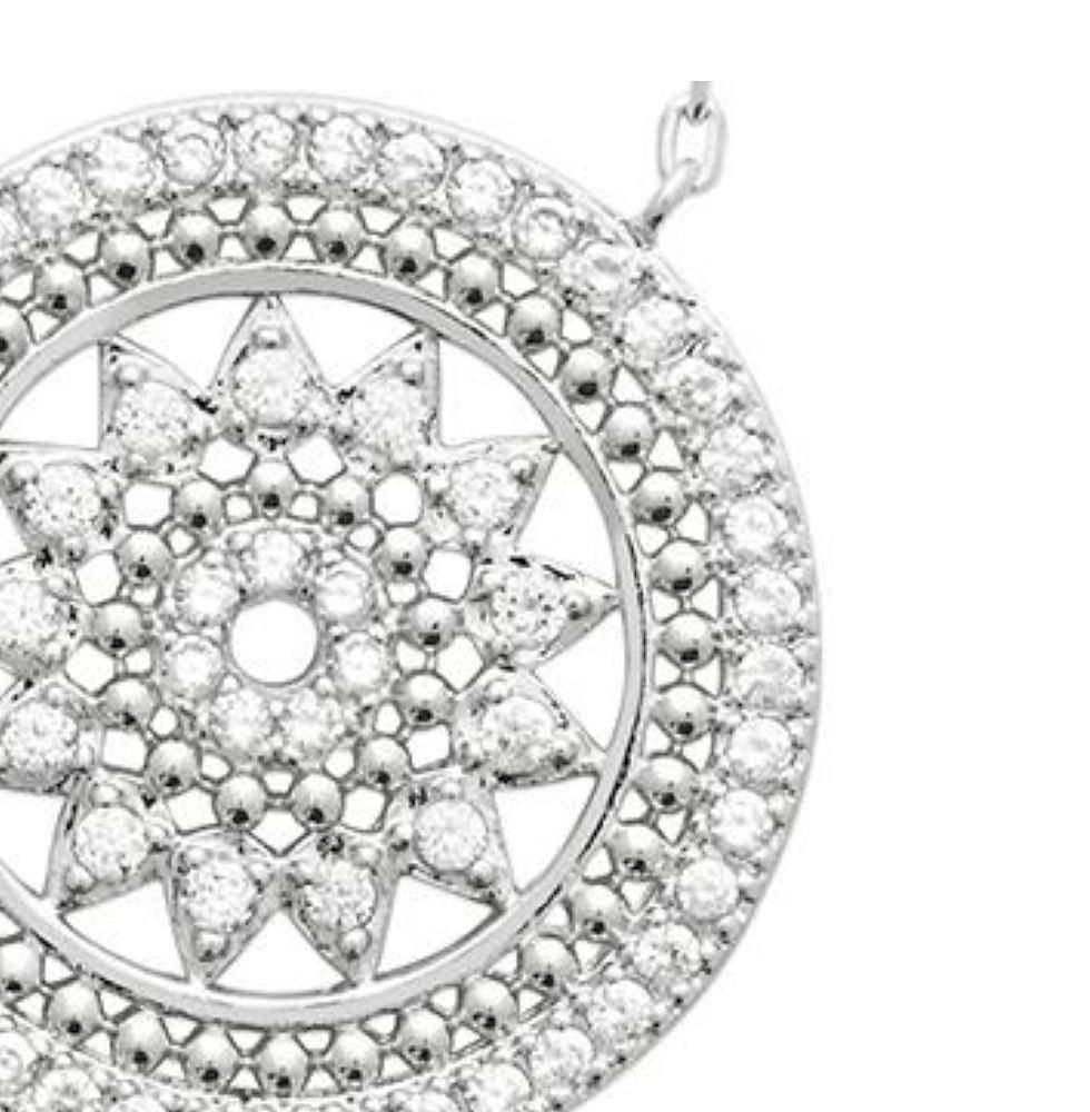 Miniature : bague disque mandala argent 925 serties de brillant Yhi Of Light bijou femme connectée