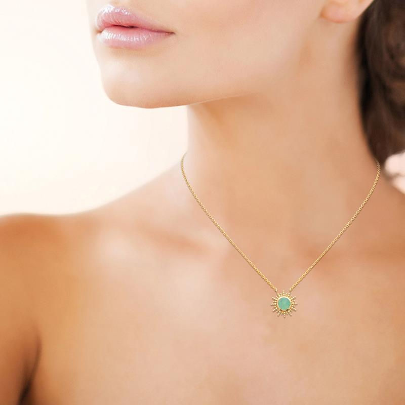 Soleil et aventurine or 18K Yhi Of Light bijou inspiré nature  pour femme liée à la terre Gaïa