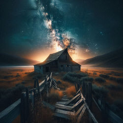 Barn with milky way