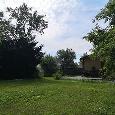 Green garden at a one-guest private retreat near Kuressaare, Saaremaa.