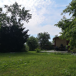 Green garden at a one-guest private retreat near Kuressaare, Saaremaa.