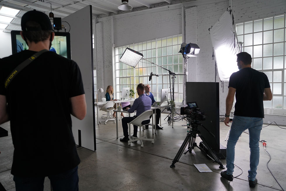 A corporate video being filmed