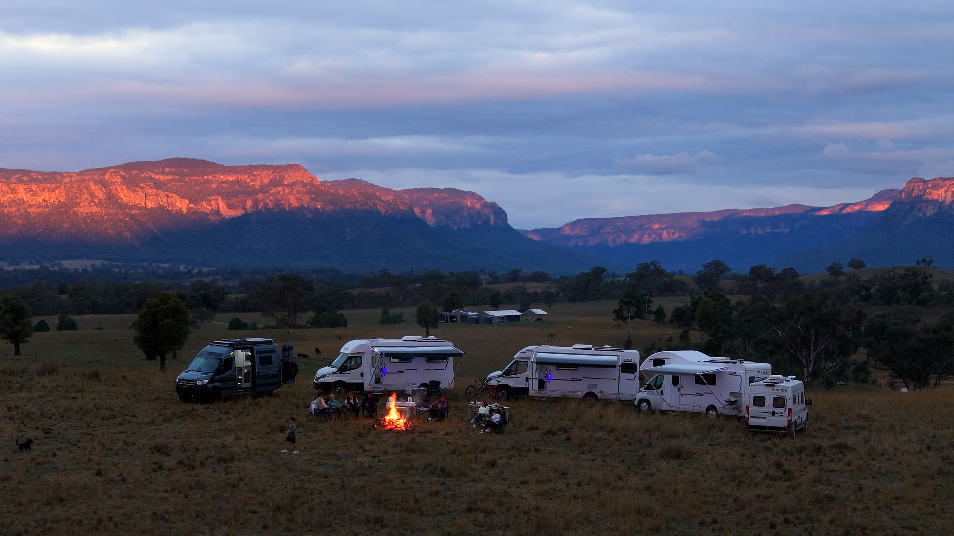 Video shot of motorhomes taken with a drone