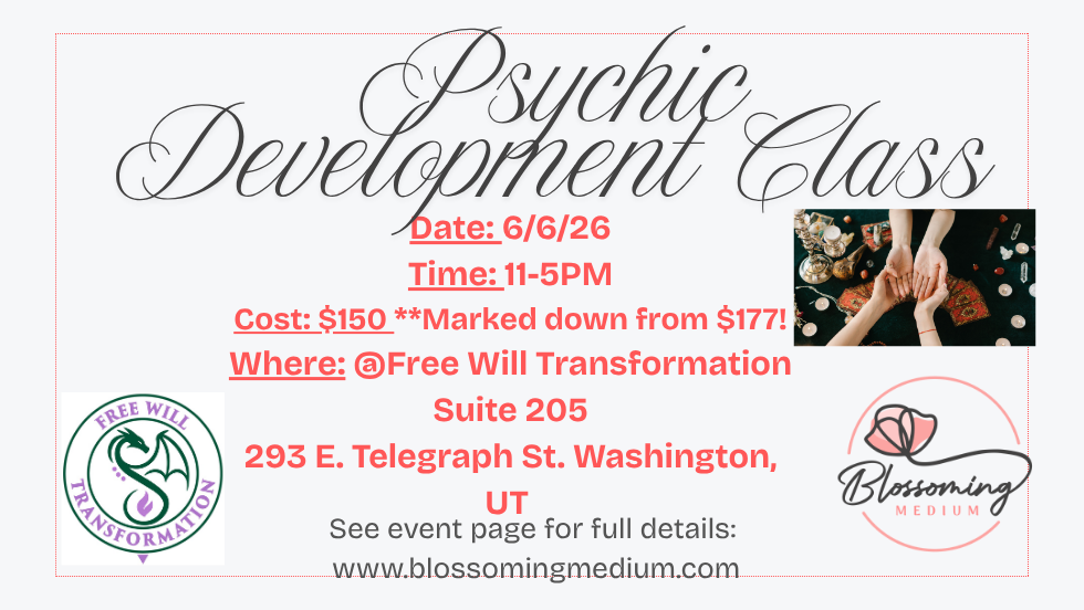 Psychic Development Class 6/6/26 11am-5pm @Free Will Transformation in Washington UT