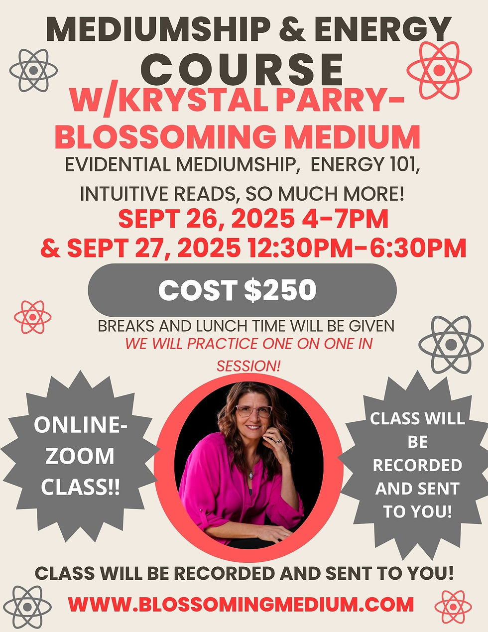Evidential Mediumship Course - 2 day event- 9/26/25 & 9/27/25 - ONLINE WITH ZOOM- see deets below!