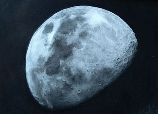 Dibujo realista. Luna menguante.