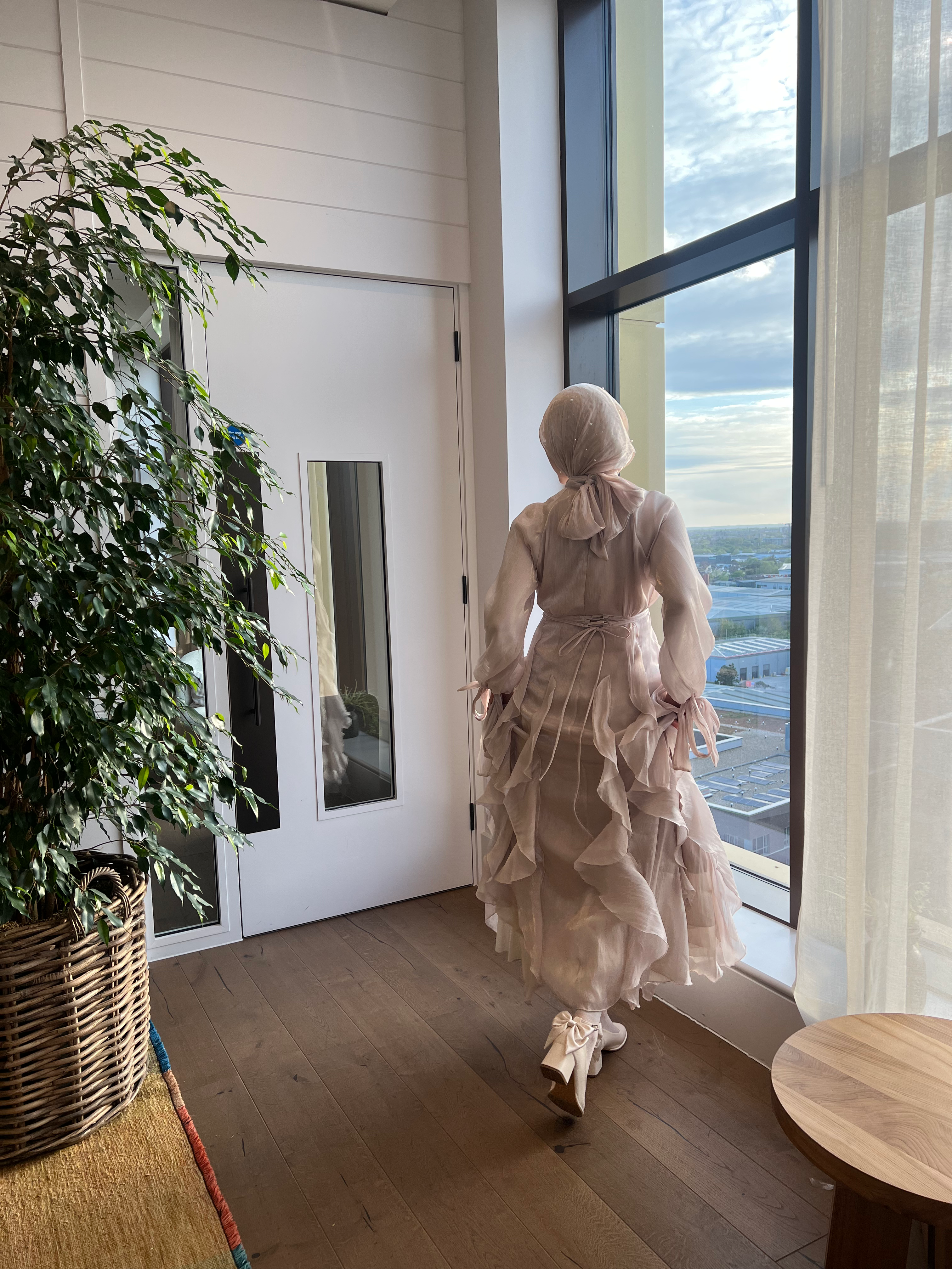 Ruffled Chiffon Gown