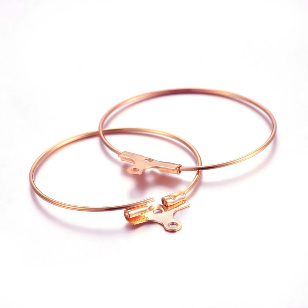 Boucles d'oreilles créoles,  couleur or rose,  24x22x1,5 mm