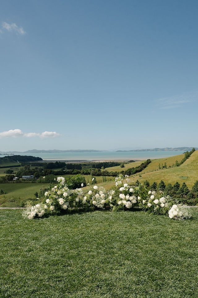 modern white and green wedding florals 