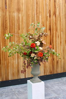 Glasshouse wedding Auckland hanging floral installation 