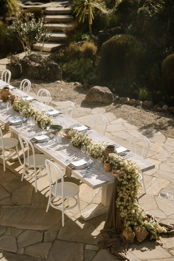 modern tuscan wedding floral cascading table garland 