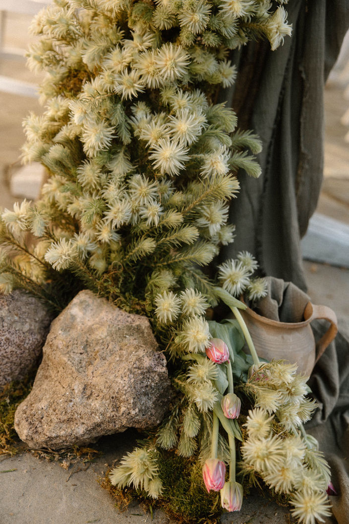 modern tuscan wedding floral cascading table garland 