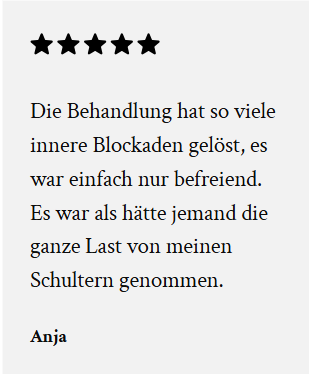 Kundenbewertung nach energetischer Behandlung
