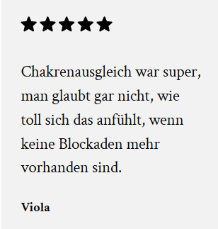Kundenbewertung über einen Chakrenausgleich
