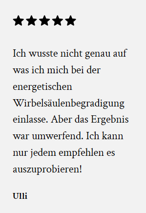 Kundenbewertung einer energetischen Wirbelsäulenbegradigung