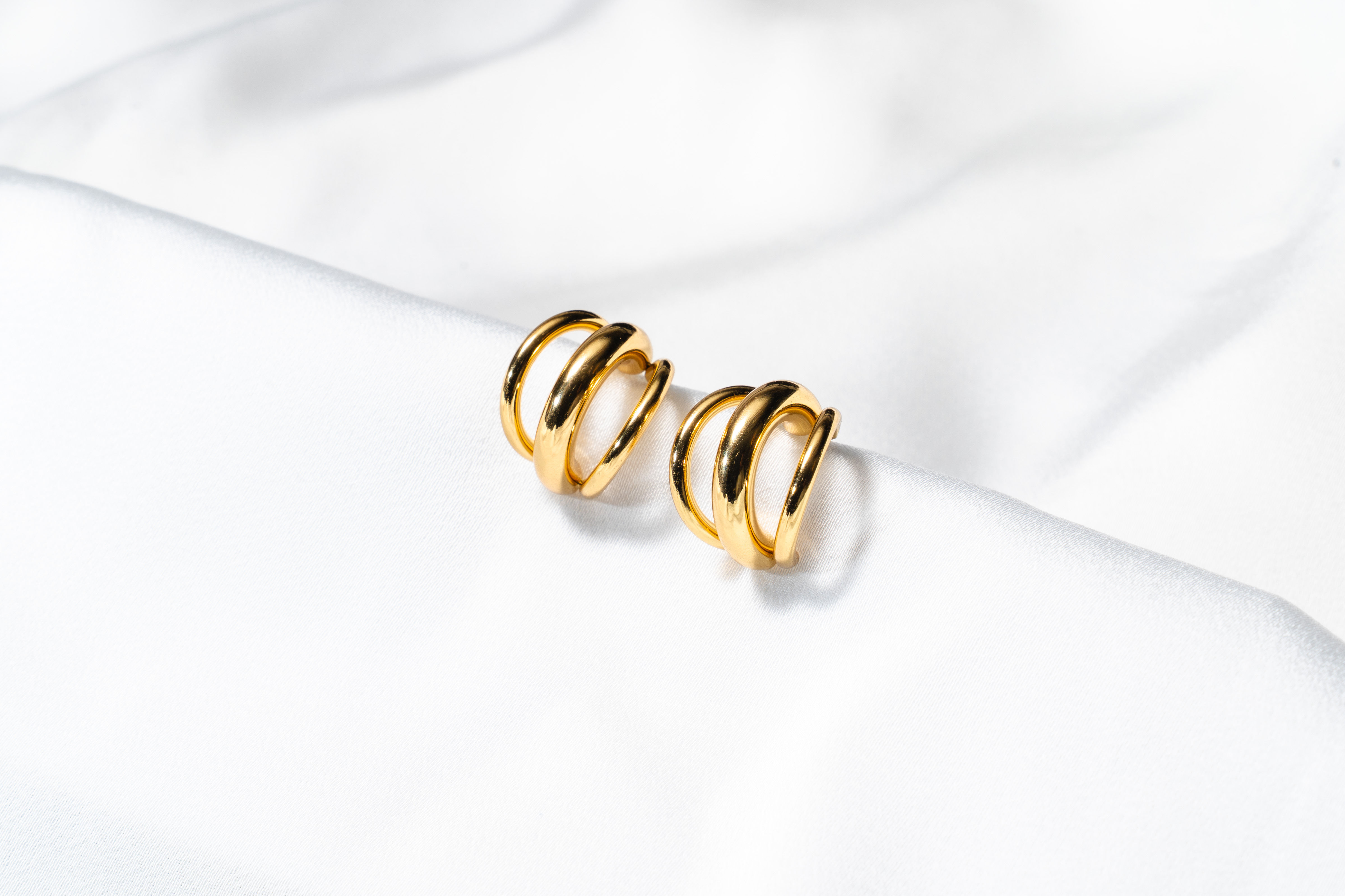 Triple Gold Hoops