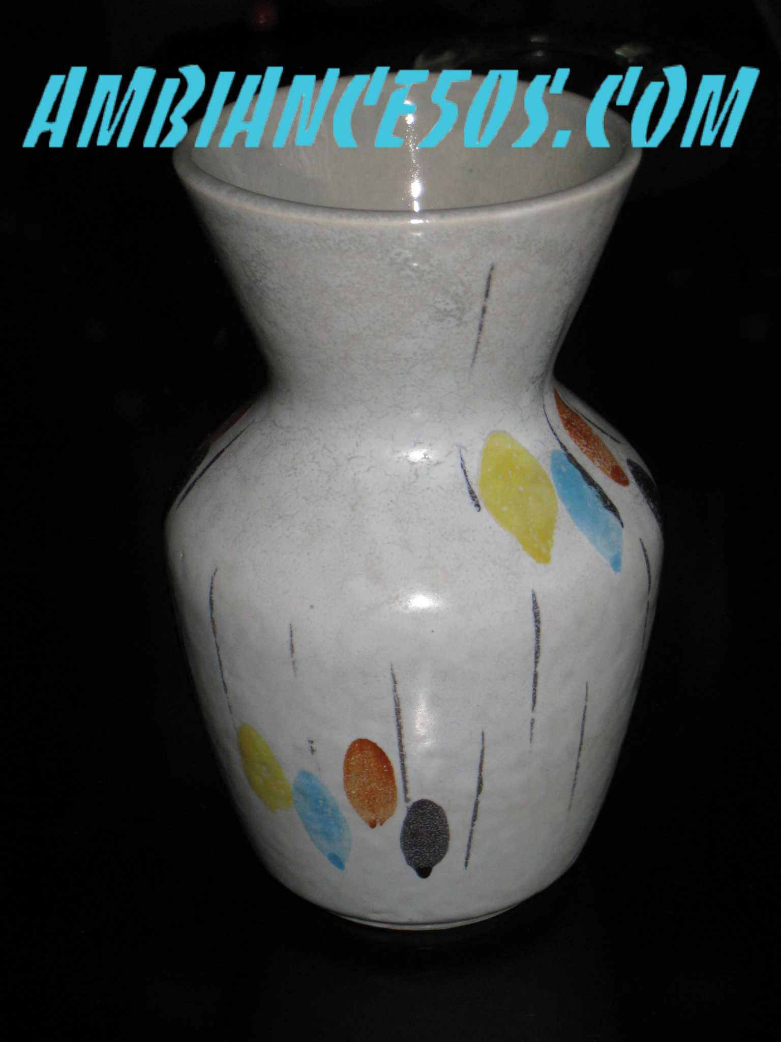 vase West Germany céramique vintage années 50 motif multicolore