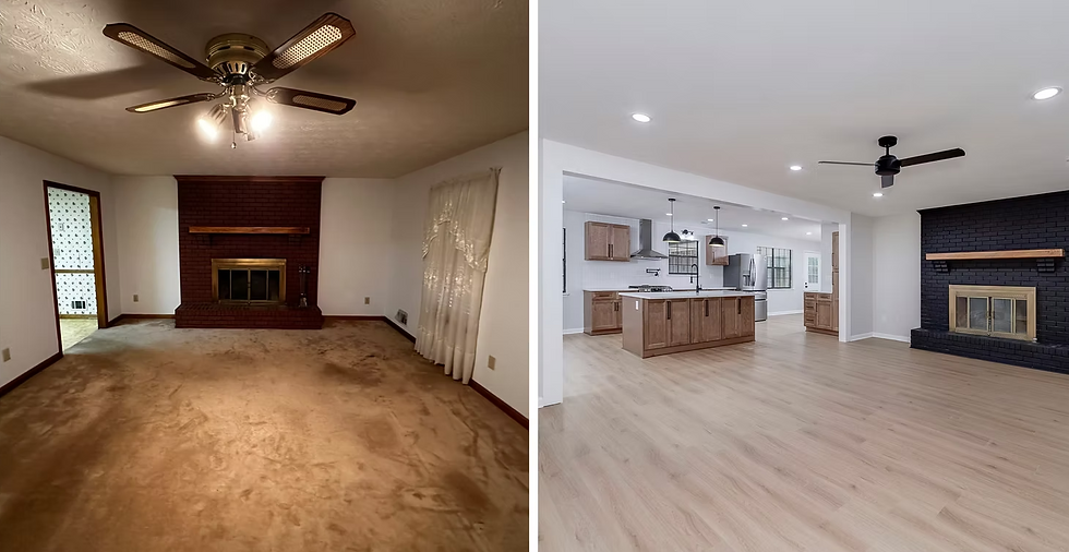 Stunning transformation of a basement in Smyrna, GA by Perspective Designs and Renovation, showcasing a dramatic shift from dated decor to a modern, open-concept living space.
