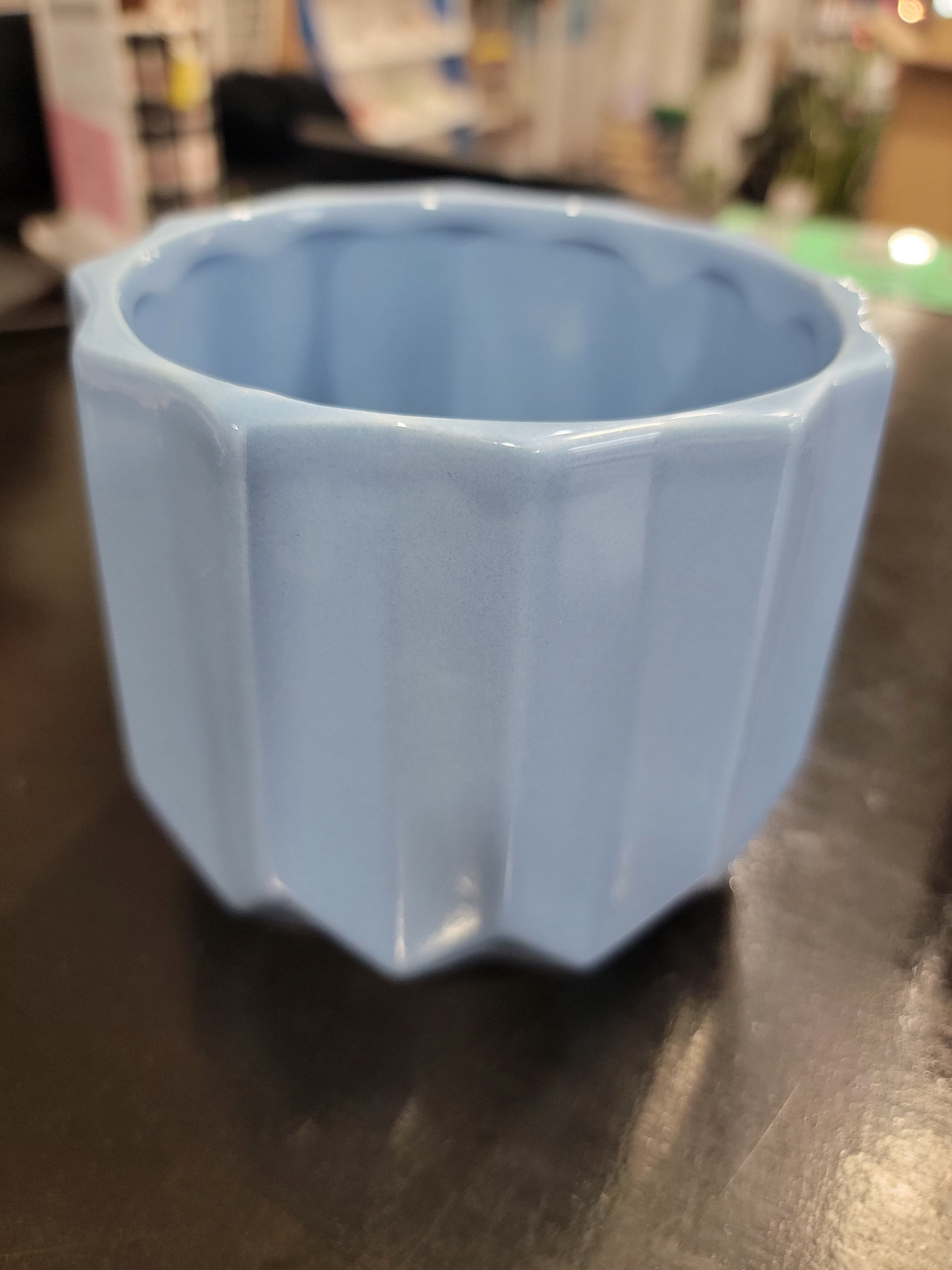 Powdered Blue Geometric Pot 4inch