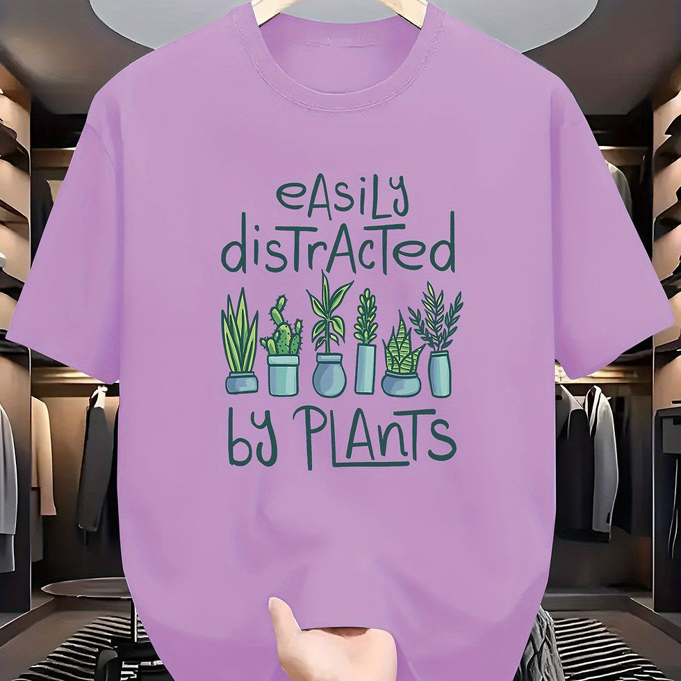 Thumbnail: Men's Soft Breathable Crew Neck T-Shirt - Stylish Green Gardening & Botanical P