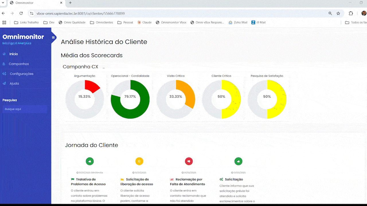 jornada do cliente Omnimonitor