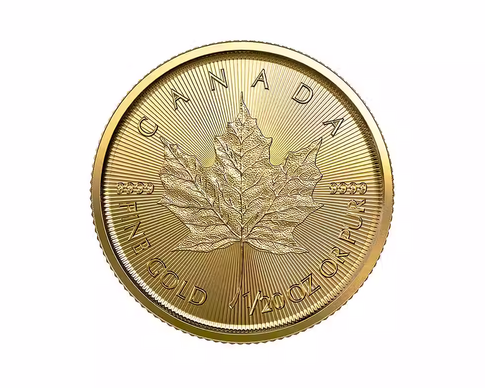 Золота монета Кленовий лист 1/20 oz