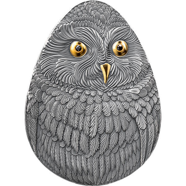 Срібна монета Коротковуха сова (Short-eared Owl) 1 oz Antique finish