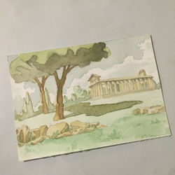 Water Color in Paestum, Italy