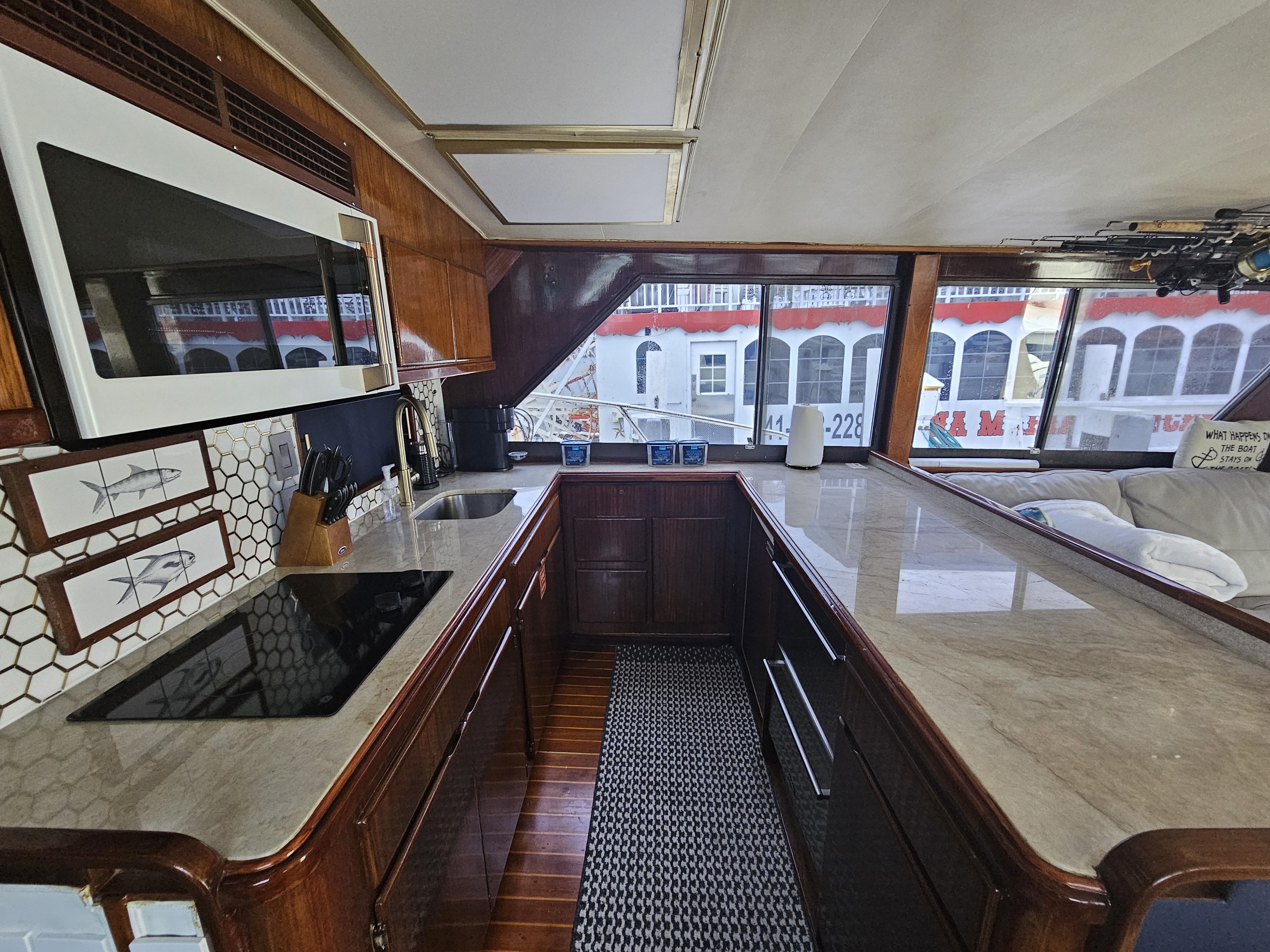 Galley and dinette aboard the Spark Chaser